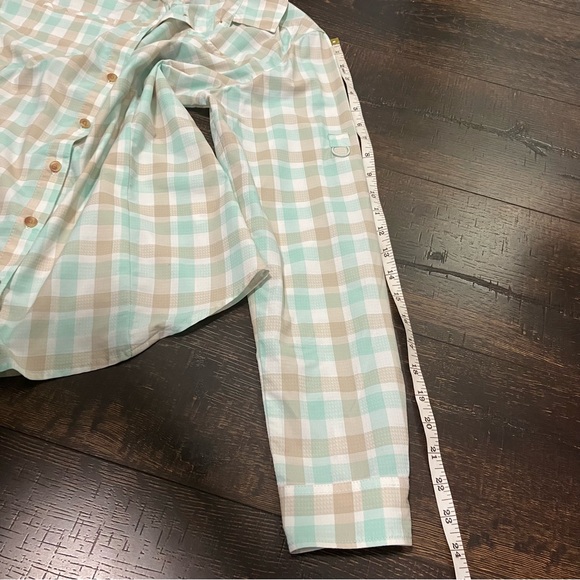 Gander Mountain | Blue, white & tan hiking blouse - Picture 9 of 10
